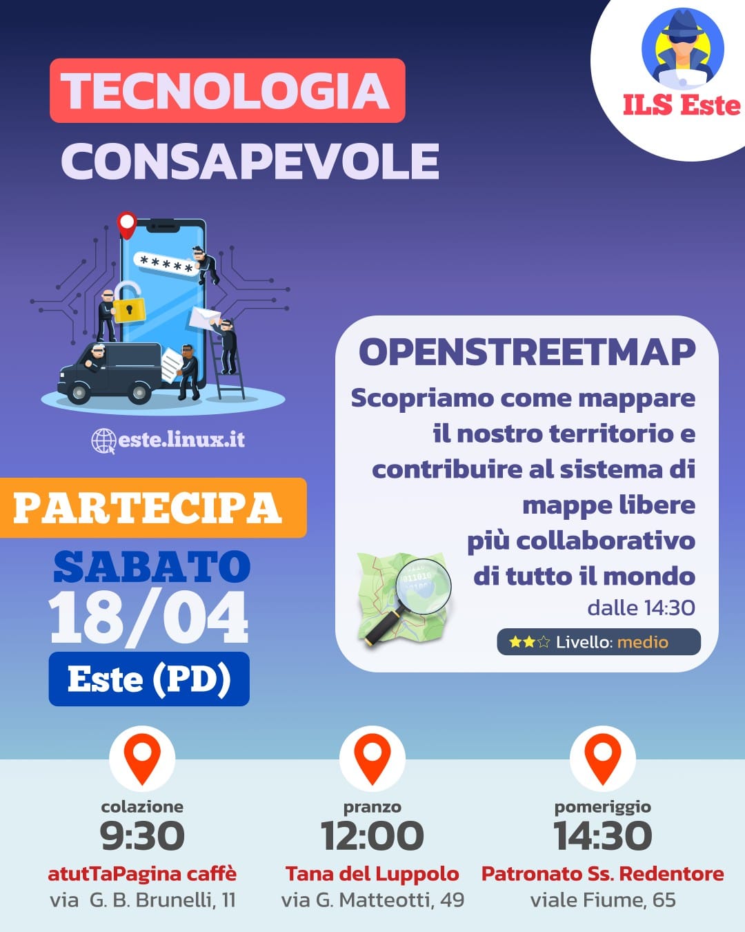 Sabato 18 aprile: alla scoperta di OpenStreetMap e delle mappe libere